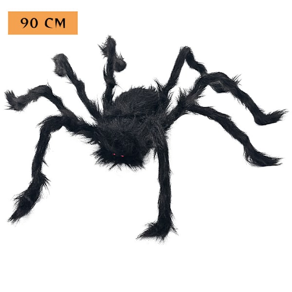 Halloween-dekoration spindeltriangelnät spindelsilkefläktnät jätteliknande simulering överdimensionerad spindelarrangemang (spindel) 90CM