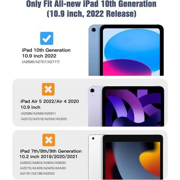 Tablet Case - Compatible with iPad 10th Generation 10.9 inch 2022 Case, iPad 10 Cover, Lightweight & Slim Clear Back
