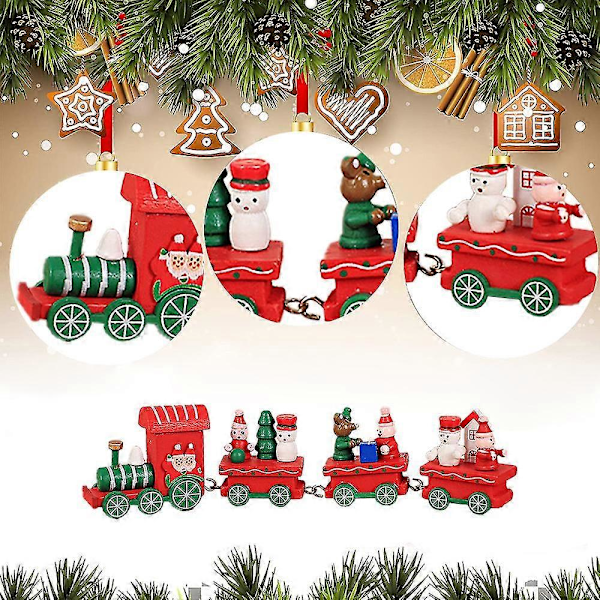 Jultog i Målat Trä - Juldekoration för Bord - Festlig Dekoration för Jul style 1