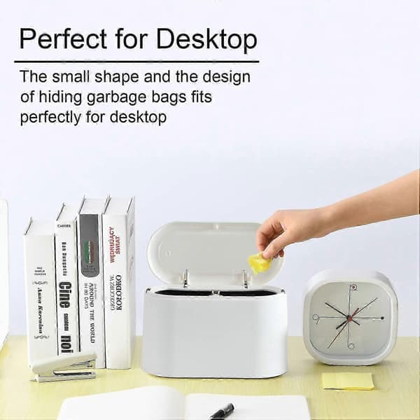 Mini Trash Can with Lid, Small Trash Can, Desk Trash Can, Countertop Mini Trash Cans, Small Waste Basket, White