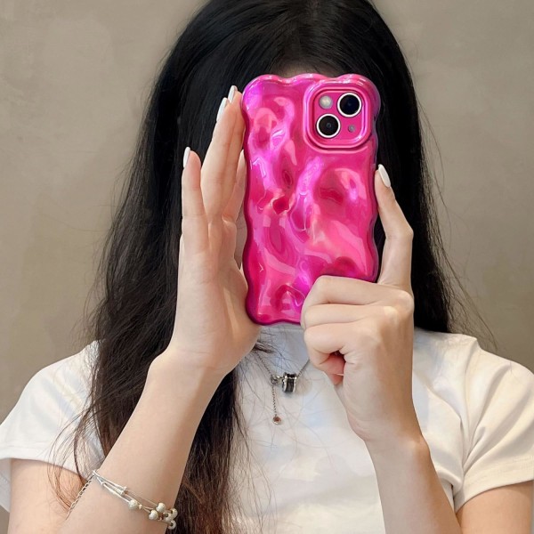 Case för iPhone 13, söt enfärgad lockig vågform Stötsäker TPU Bumper Phone case