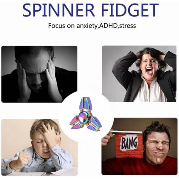 Metal Rainbow Fidget Spinner Leksaker, Hand Spinners Toy Can Spin 1-3 Min Stress Reducer Höghastighetslager för vuxna barn, Office Desk Gadget, Utomhus