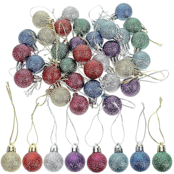 80 stk. Jule Mini Glitterkuler Flerfarget Juletre Hengende Kuler Ornamenter