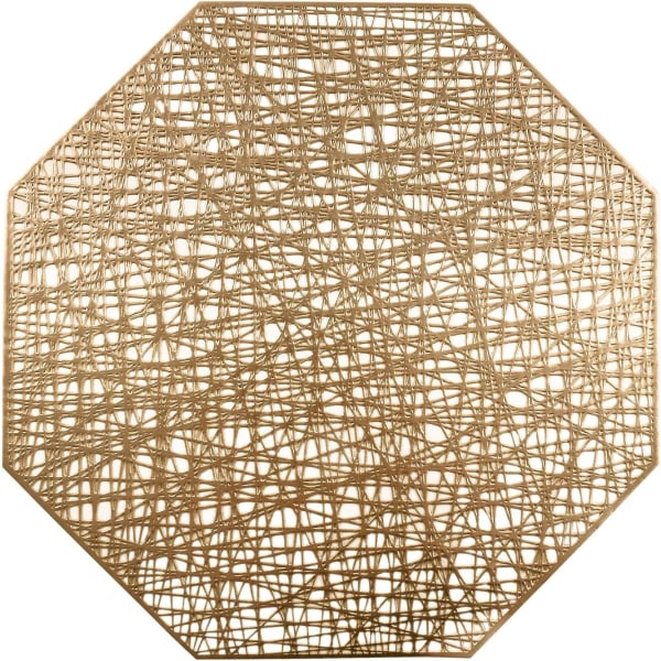 Åttakantiga bordstabletter Ihåliga mattor Vinyl Halkfri värmeisolering köksbordsmattor (Octagonal Gold, 6 st)