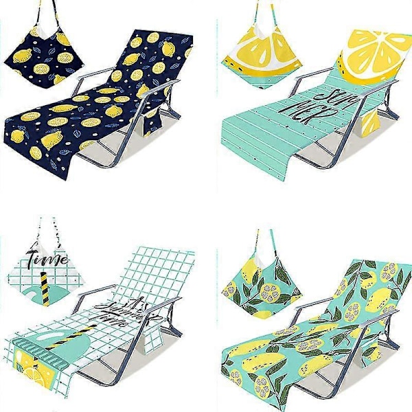 Modetryck Sommar Loungestolsöverdrag för Solbad med Fick Lazy Strandhandduk (B)