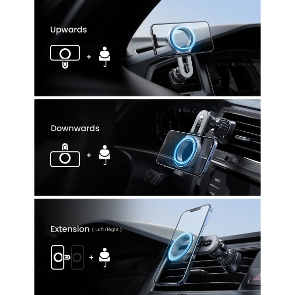 för iPhone 15 MagSafe bilfäste, biltelefonhållare för iPhone, [Lätt att installera] handsfree magnetisk telefonhållare för bil, passform