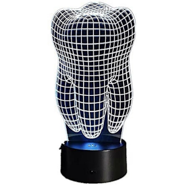 Tandform 3D Illusion LED Bordlampe Natlampe Nyhedsdesign Farverig Bord Touch Lampe Gave Til Tandlæge