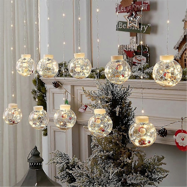 Jul LED Juletomte Snømann Gardin Lyslenke Ønskekuler Lamper Soverom Festdekorasjoner For Terrasse Hotell Og Hage stil 1