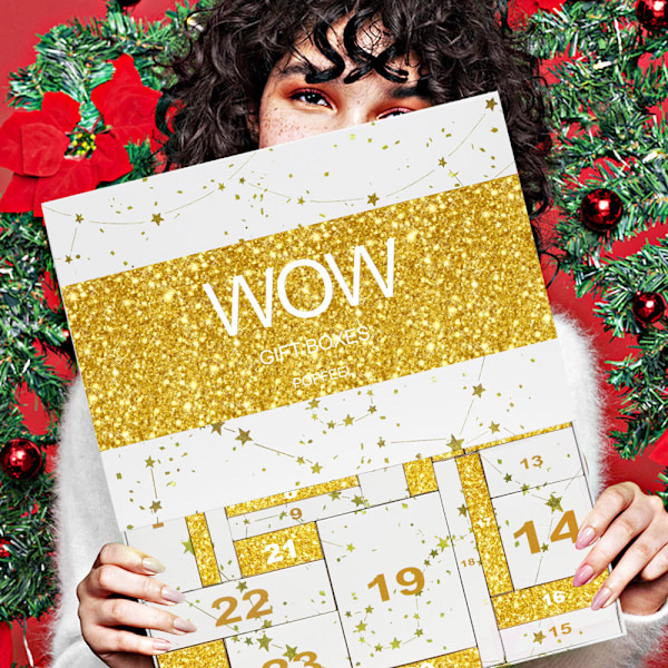 Julemakeup-Gavekalender 2024, Sminke-Adventskalender, 24 Individuelt Innpakkede Makeup- og Kosmetikkprodukter for Kvinner og Jenter White