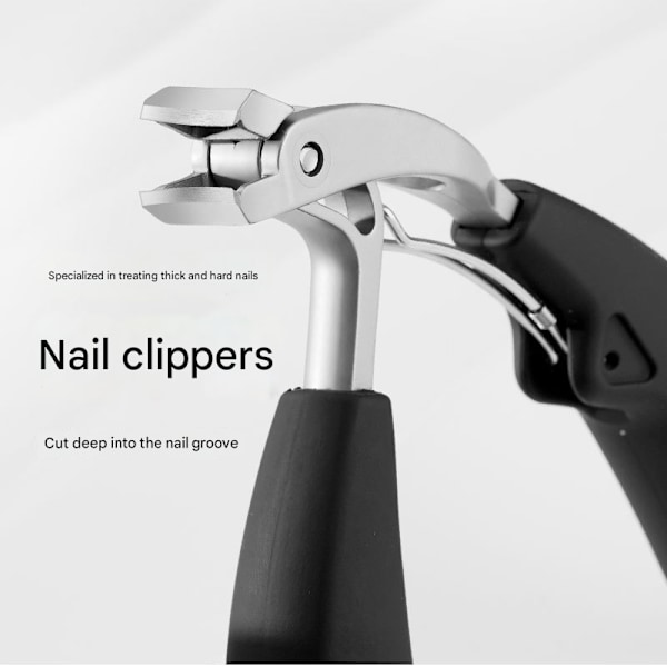 Sherum Clipmaster Pro, Ergonomisk Vinklet Negleklipper til Seniorer - WELLNGS Helt Sort Three piece set