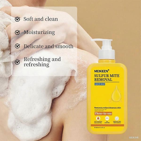 Refreshing shower gel based on sulfur, effectively combats body odor and acne; antibacterial formula with sulfur.