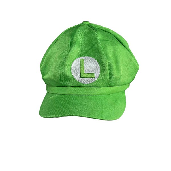 Luigi Bros Hatt med Bokstavstryck, Cosplay Hatt - green