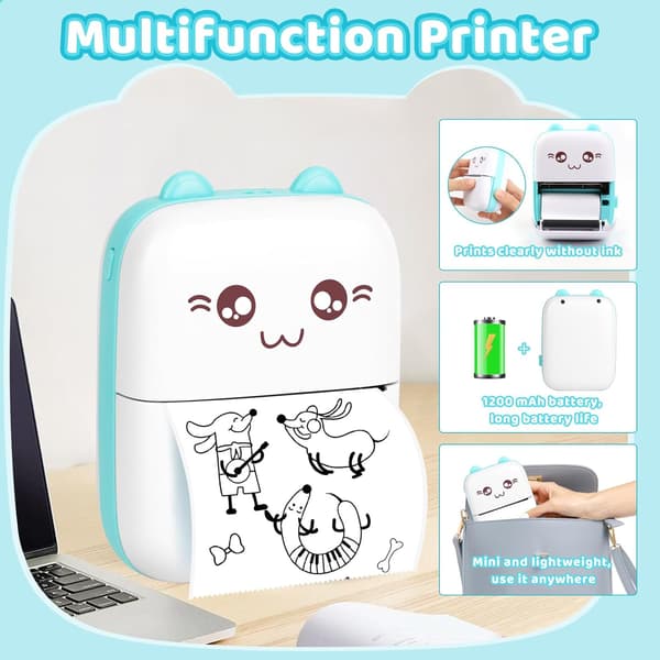 Mini Portable Printer, Portable Thermal Photo Printer, Pocket Printer, Inkless Printer, Bluetooth and WiFi Printer