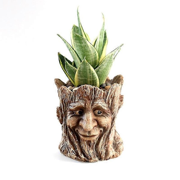 Harts Resin Man Blomkruka Trädgård Utomhus Imitationsträd Gammal Man Planterare Rolig Heminredning Present