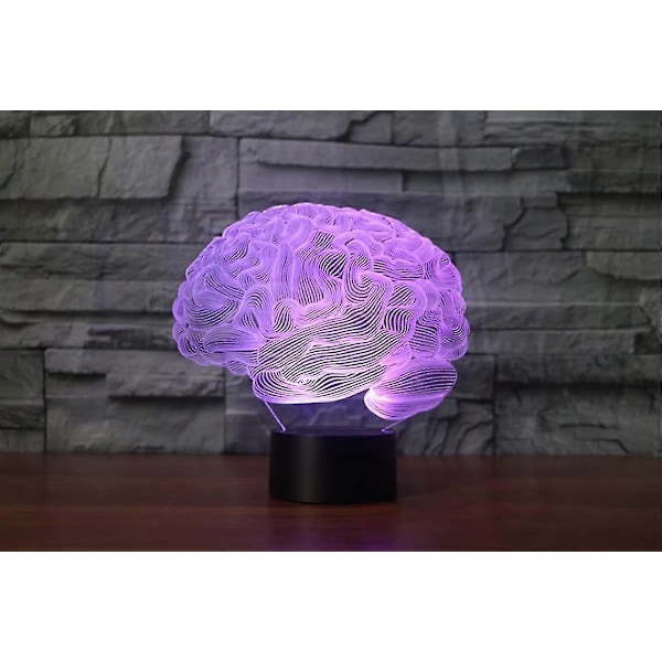 Hjärna 3D Illusion Nattlampa Akryllampa 3D Konst Hjärnmodell LED-lampa Färgväxlande Sovrumsnattlampa Presenter