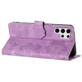 Case for Samsung Galaxy S25 Ultra, Floral Pattern Leather Wallet Case with Wrist Strap (Style B)