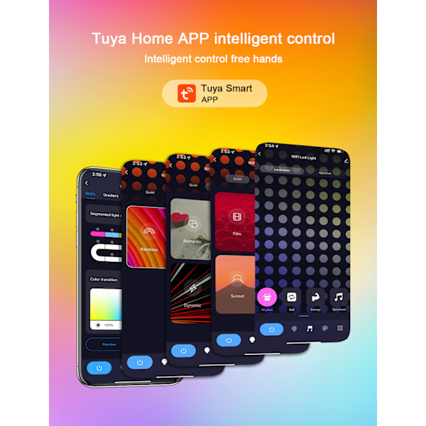E-urheilun tunnelmavalaistus, älykäs graffiti-WIFI-valolevy, kvanttivalo, kaukosäädin, äänen tallennus, liittäminen, DIY-seinävalo Bluetooth APP-8 pack