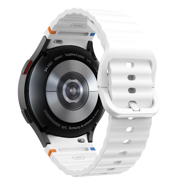 SimpleThings No Gap Sport Silikon Armbånd til Samsung Galaxy Watch 7/6/5/4 White Watch7/FE/6/5/5Pro/4