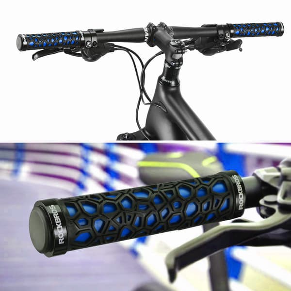 1 Pair MTB Handlebar Grips, 2 End Caps, Non-Slip 22mm Diameter