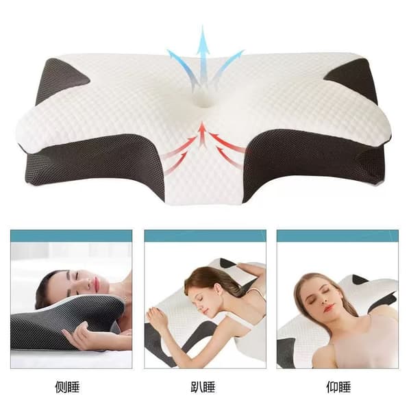 Advanced Neck and Posture Support, Ergonomic Memory Foam Cervical Pillow Suitable for Back, Stomach, and Side Sleepers.