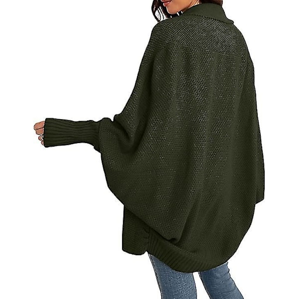 Naisten Kimono Lepakkohiha Kaapelikuvioinen Avoin Neuletakki Löysä Oversized Neuletakki Villapaita Päällystakki green M