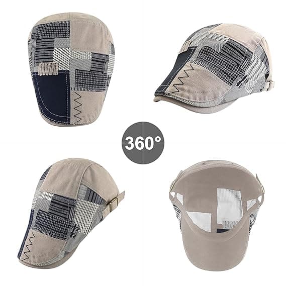 Retro PU Læder Flat Cap Herre Justerbar Efterår Vinter National Andeflap Cap Lysegrå