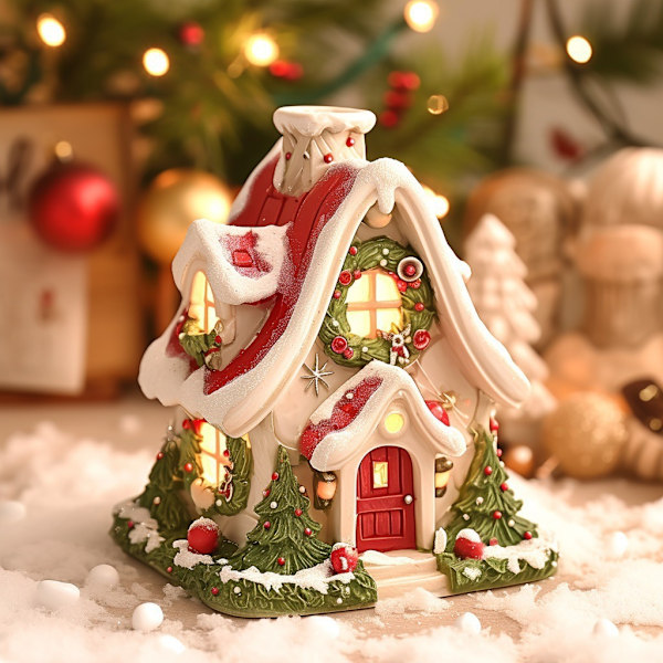 Julkreativa Igloo-Hantverk i Resin, Litet Hus, Semesterhem, Festdekorationer, Aromaterapi-Dekorationer