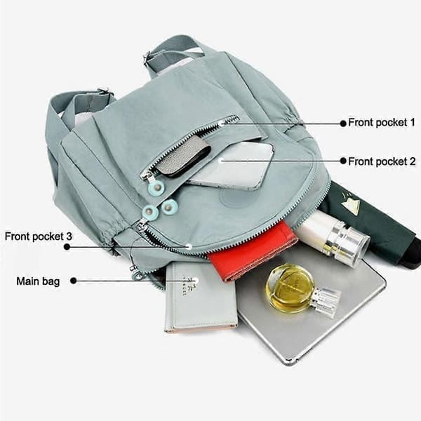 Women's Mini Backpack, Small Waterproof Backpack, Large Capacity, Lightweight Travel Bag grey