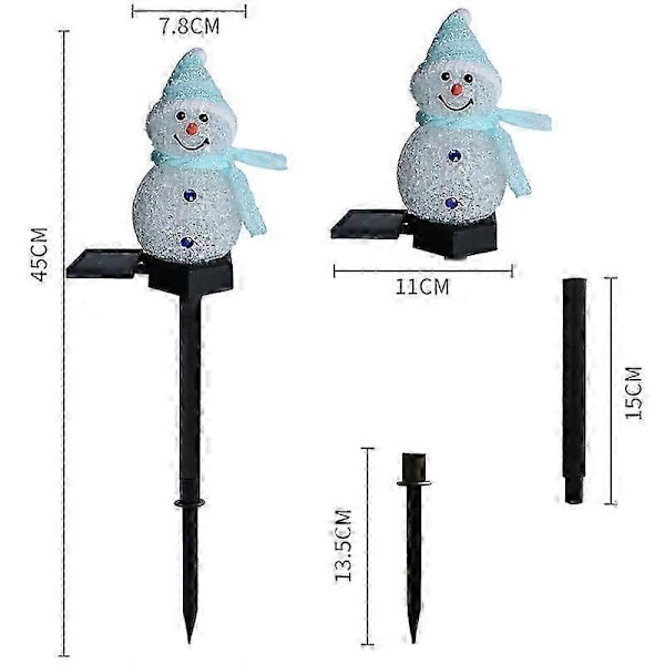 2-pack LED Solcellslampor Snögubbe Trädgårdslampor Juldekoration (Blå)