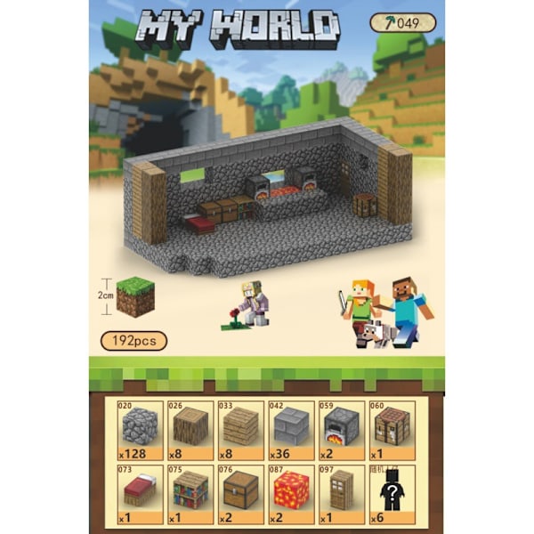 Minecraft Byggstenar Set Magnetiska Byggstenar Leksak Magnetiskt Brädspel T049-Blacksmith Shop-192 pcs