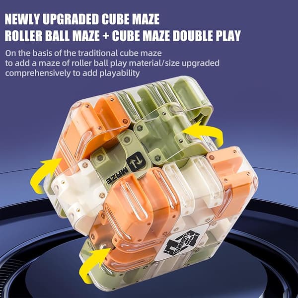 Large 3D Labyrinth Cube Puzzle, 2025 3D Magic Cube Labyrinth Ball Puzzle, Spatial Awareness Brain Training Toy for Stress Relief & Logical Development c