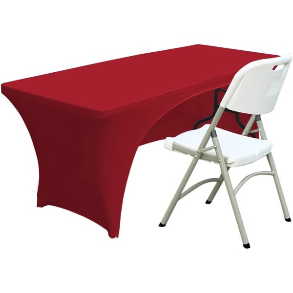 Spandex duk 6ft (Ca 1,8 m) polyester duk stretch spandex bordsduk - bordsduk (rygglös röd)