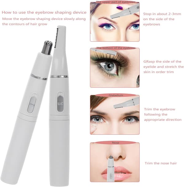 Electric Eyebrow and Nose Trimmer, 2-in-1