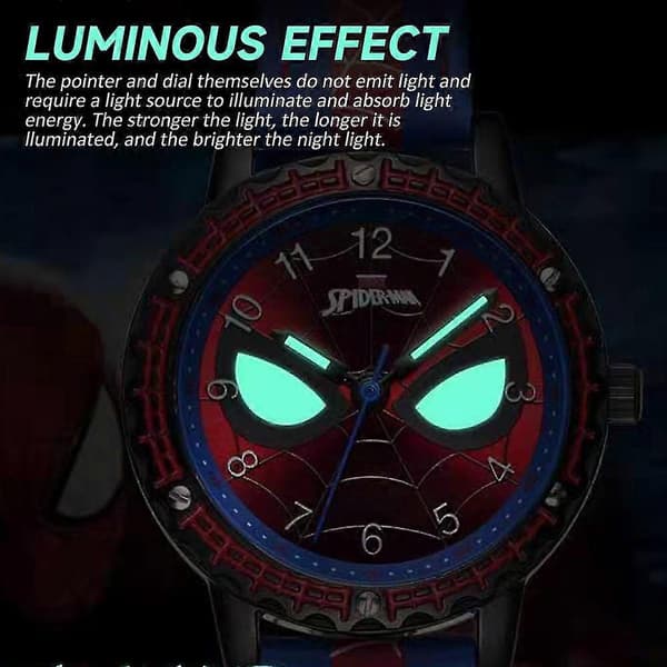 Spiderman Kult Lysende Effekt Armbåndsur Barn Vanntett Analog Klokke Gutter Jenter Barn Bursdagsgave Blue Red