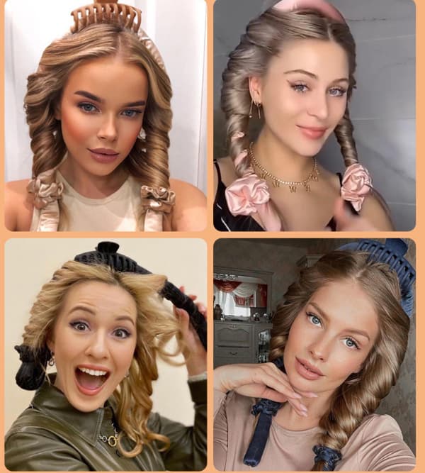 Satin Heatless Curling Set til Hår, Perfekte Krøller, Ingen Skader grey
