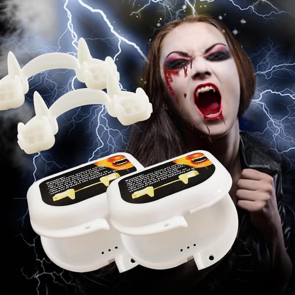 2 st jul vampyrtänder, infällbara vampyrfångar, cosplay
