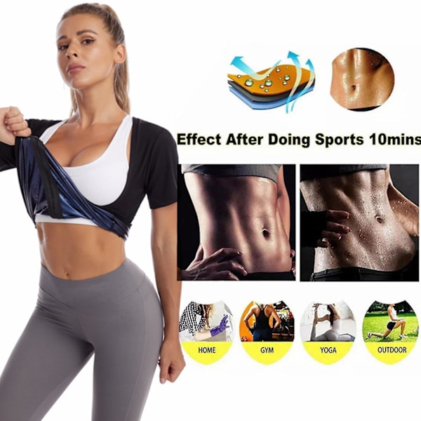 Saunadragt til kvinder Svedtrøje Åndbar talje Træner Vest Gym Træningsvest Sveddragter Body Shaper Lynlås til kvinder