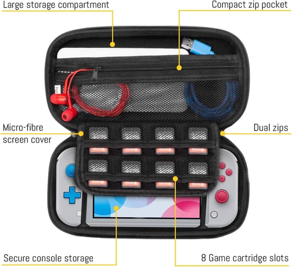 Nintendo Switch Lite Case - Protective Case with Storage for Switch Lite Games and Accessories