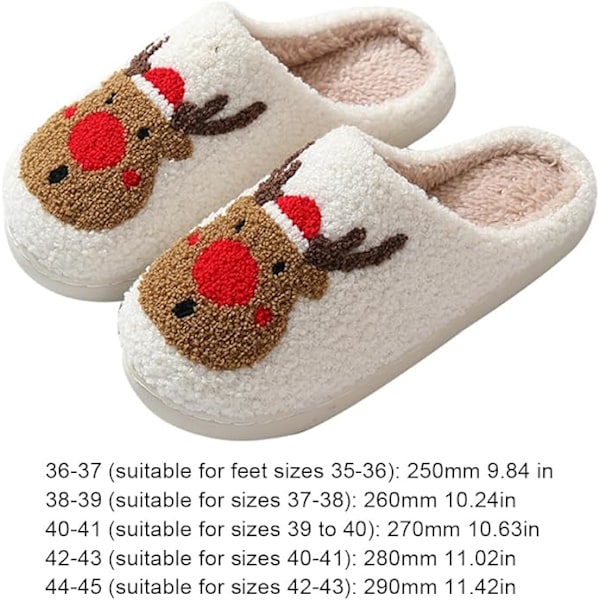 RUYI Joulutossut Naisille Miehille, Pehmeät Tossut, Talvitoussut Lämpimät, Liukastumattomat Kevyet Pehmeät Tossut, Joululahjat Christmas deer-red 36-37 (suitable for size 35-36)