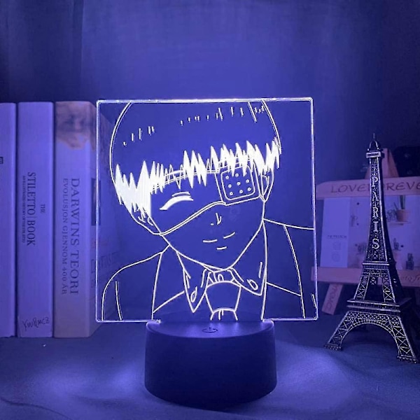 Shxx 3D Illusionslampa Nattlampa Barn Dekorativ Ken Kaneki Tokyo Ghoul Anime Ljus För Barn Sovrum Dekoration Nattlampa Födelsedagspresent Manga Gadget La