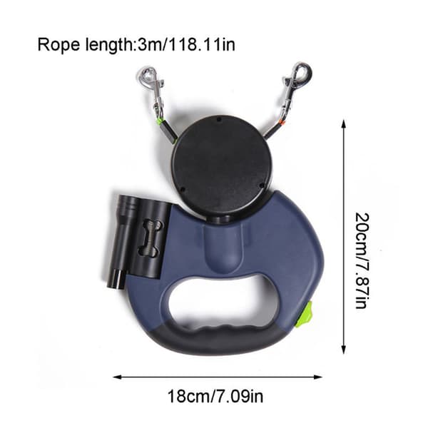 Double Dog Leash Retractable Rope Easy Safety Leash for Pets