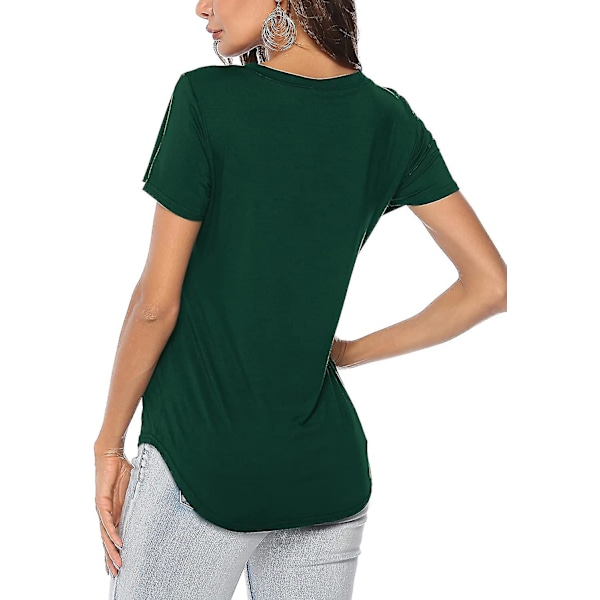Dame Tunika Toppe Casual V-hals Lang/kortærmet T-shirts Lang Bluser
