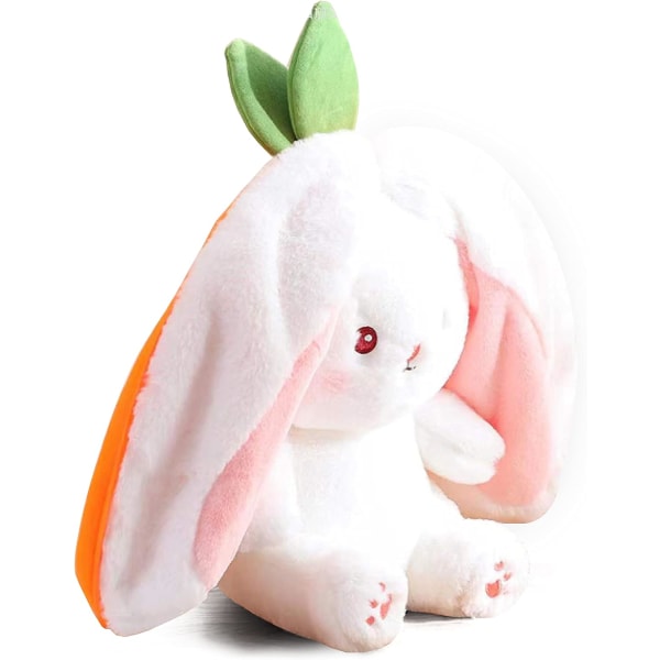 Påskhare gosedjur, vändbar kanin morot jordgubbskudde, söt mjuk kanin soffa kudde dekorativa dockor (morot, 9,8 tum/25 cm)