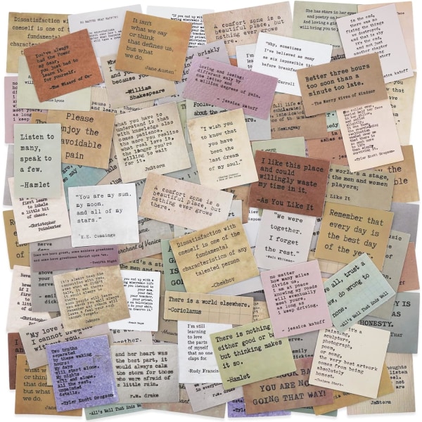 180 stycken Retro skrivmaskinsstil Motivational Quotes Stickers, Inspirational Vintage Journaling Stickers, Berömda ord