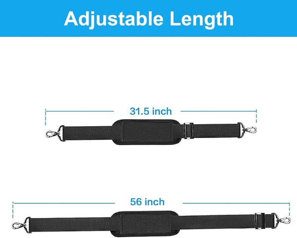 56 inch Shoulder Strap, Adjustable Thick Soft Universal Replacement Non-Slip Padded with Metal Swivel Hooks for Laptop Shoulder Bag/Laptop Messenger
