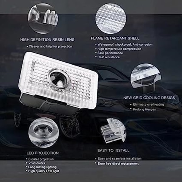 2st bil välkomstljus för Volvo V40 V60 V90, bilpölsljus LED projektion bildelar