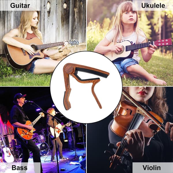 Gitarrcapo, legeringsgitarrcapo for 6-strengs folk-, elektrisk og akustisk gitar, ukulele, trefarge.