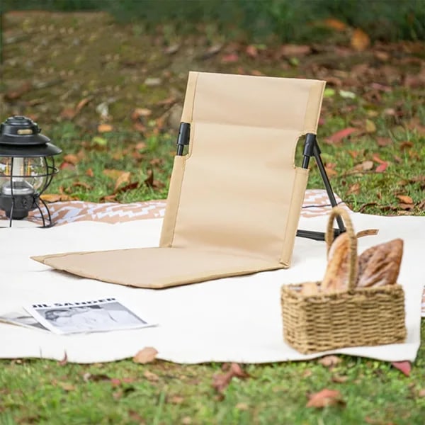 Strandmåtte med ryglæn, sammenklappelig havestol, sammenklappelig strandmåtte med et-trins montering Army Green