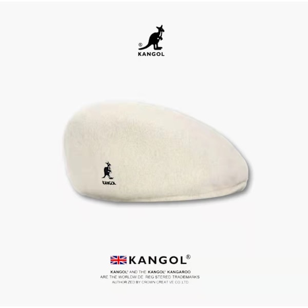 Kangol 504 Flat Cap Menn Kvinner Casual Beretter Hatt Vinter Newsboy Caps For Menn Kvinner vit-svart M（56-58cm）