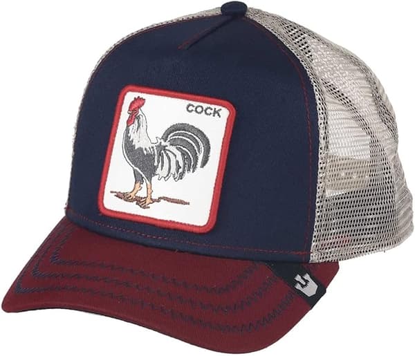 Trucker Cap til mænd - Mesh Baseball SnapBack Cap - Marineblå-rød hane